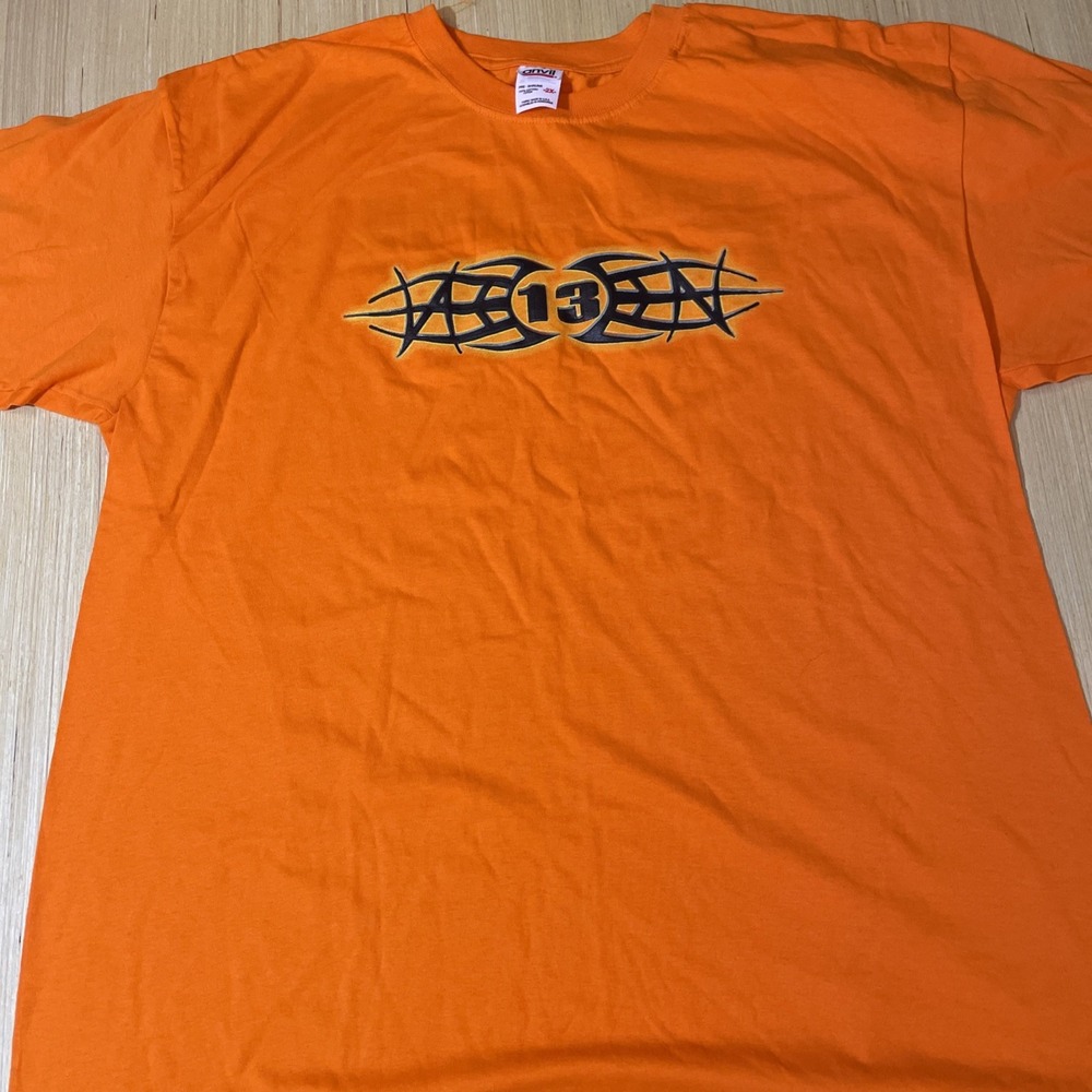 WWF Tazz 2X orange T-shirt the mood is about to change double-sided NOS